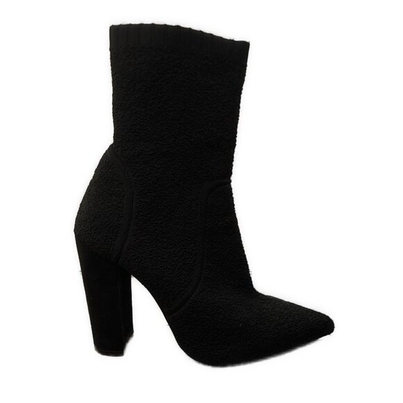 Topshop Women’s Solid Black Textured Pointed Toe Block Heel Sock Booties Boots 8 - Picture 1 of 7